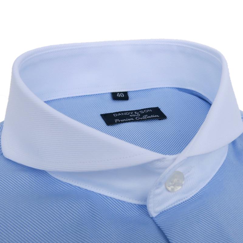 Extreme Cutaway Blue Premium Contrast Shirt French Cuff