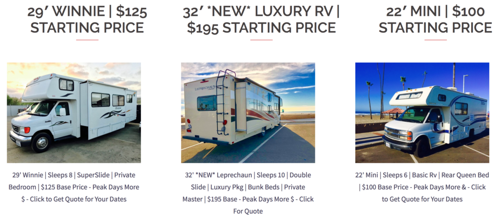 Rv Rental Prices in San Diego
